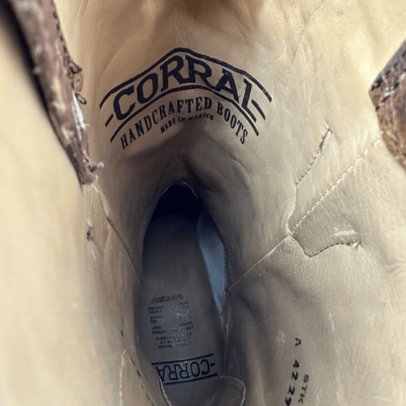 Corral Men's 10 D Brown Embroidered Narrow Square Toe Boots A4229 - Picture 8 of 16